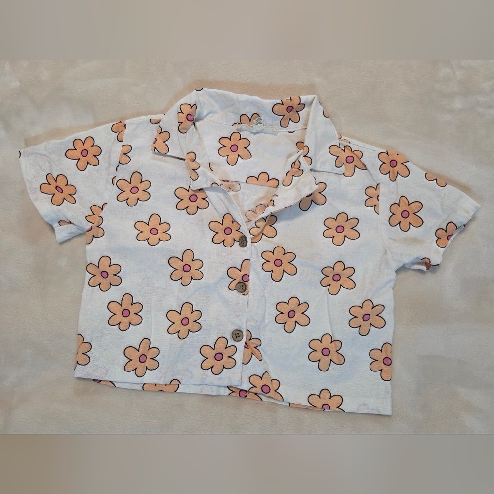 4T Spring‎ Floral Linen Blend Two Piece Top & Shorts Set - Picture 3 of 8